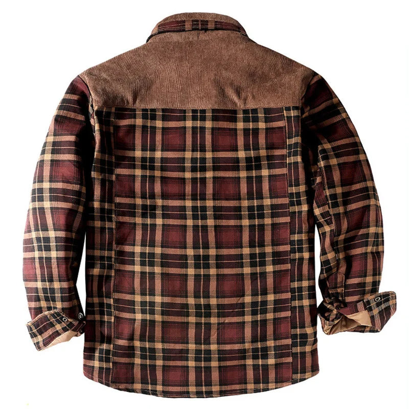 Holzfällerhemd für Herren | Karo | mit Knöpfen | Fleece-Holzfällerjacke | Holzfällerjacke-Chaps Herrenmode