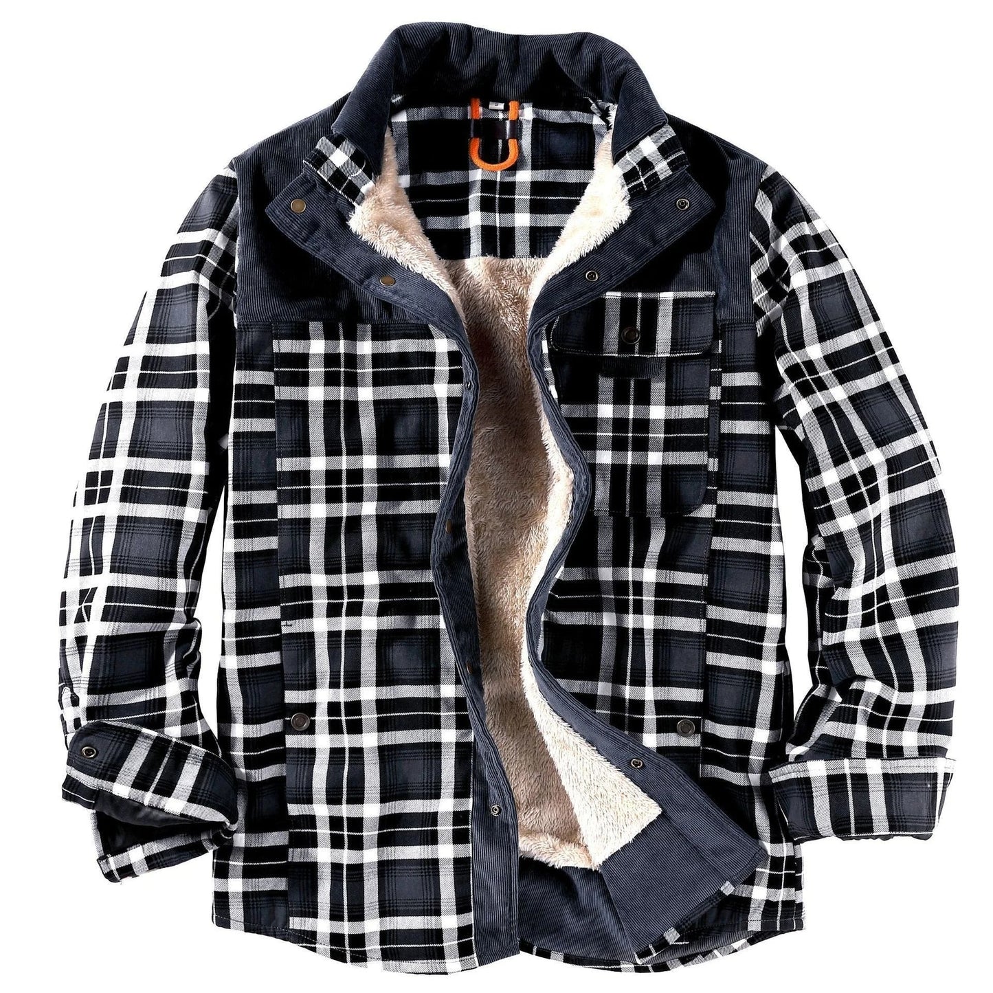 Holzfällerhemd für Herren | Karo | mit Knöpfen | Fleece-Holzfällerjacke | Holzfällerjacke-Grau-S-Chaps Herrenmode
