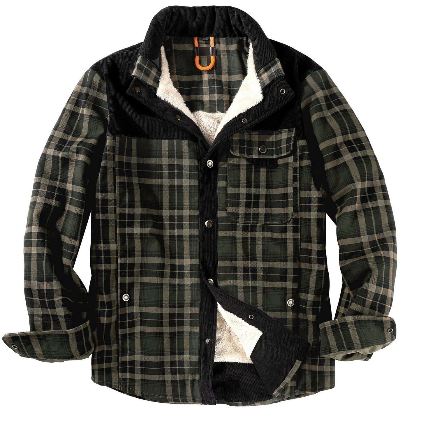 Holzfällerhemd für Herren | Karo | mit Knöpfen | Fleece-Holzfällerjacke | Holzfällerjacke-Grün-S-Chaps Herrenmode