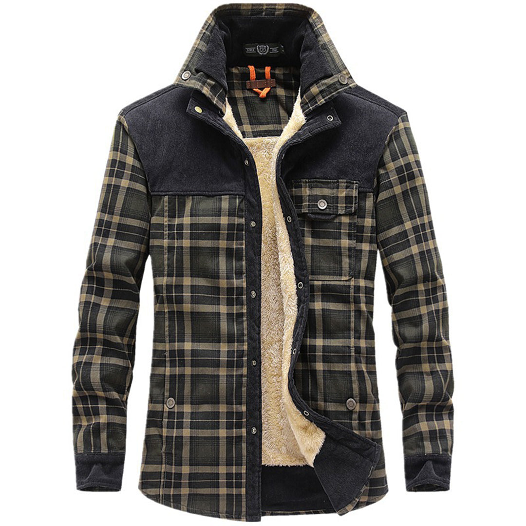 Holzfällerjacke | Karo | Fleece gefüttert | Holzfällermantel | Winterjacke für Herren-Armee Grün-M-Chaps Herrenmode