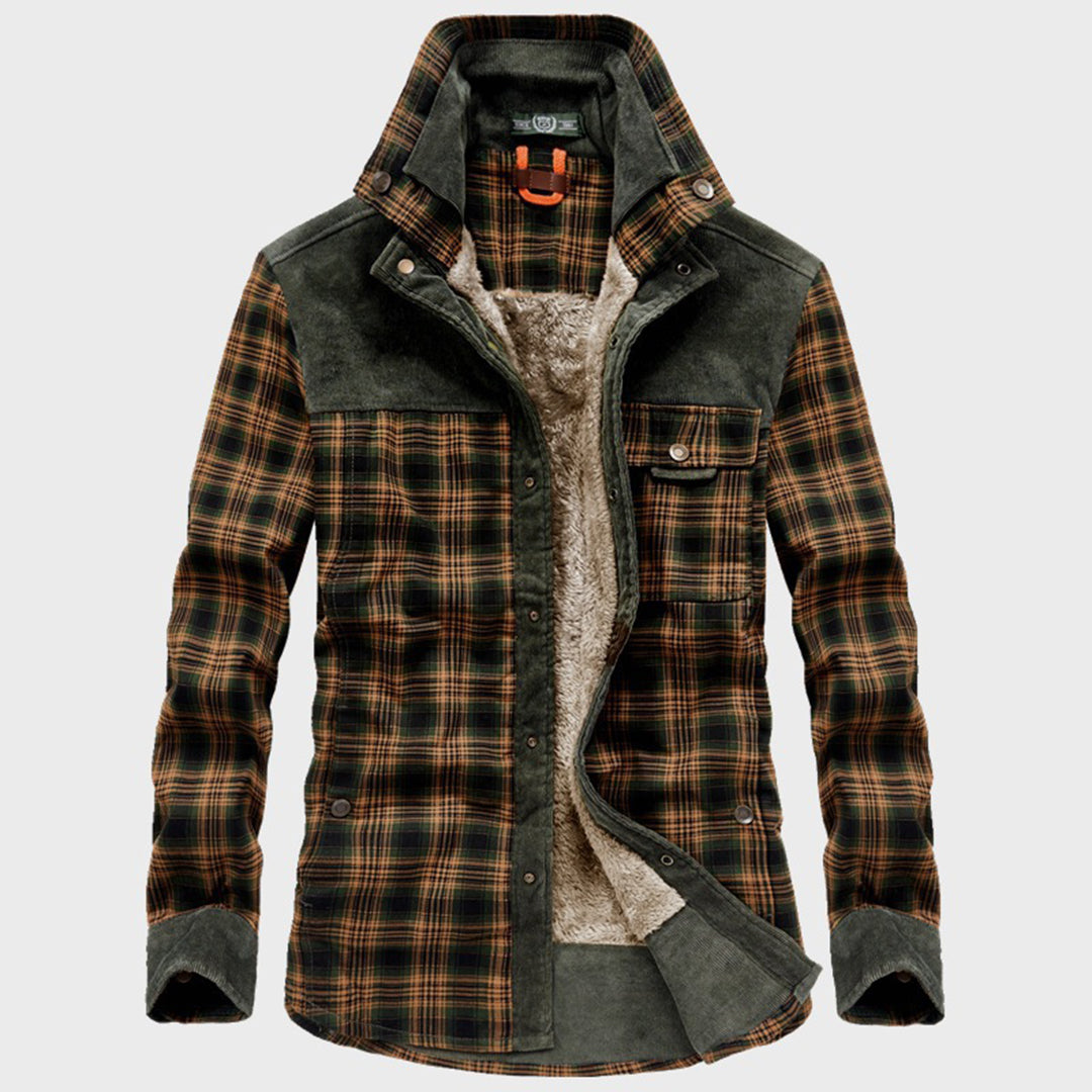 Holzfällerjacke | Karo | Fleece gefüttert | Holzfällermantel | Winterjacke für Herren-Braun-M-Chaps Herrenmode