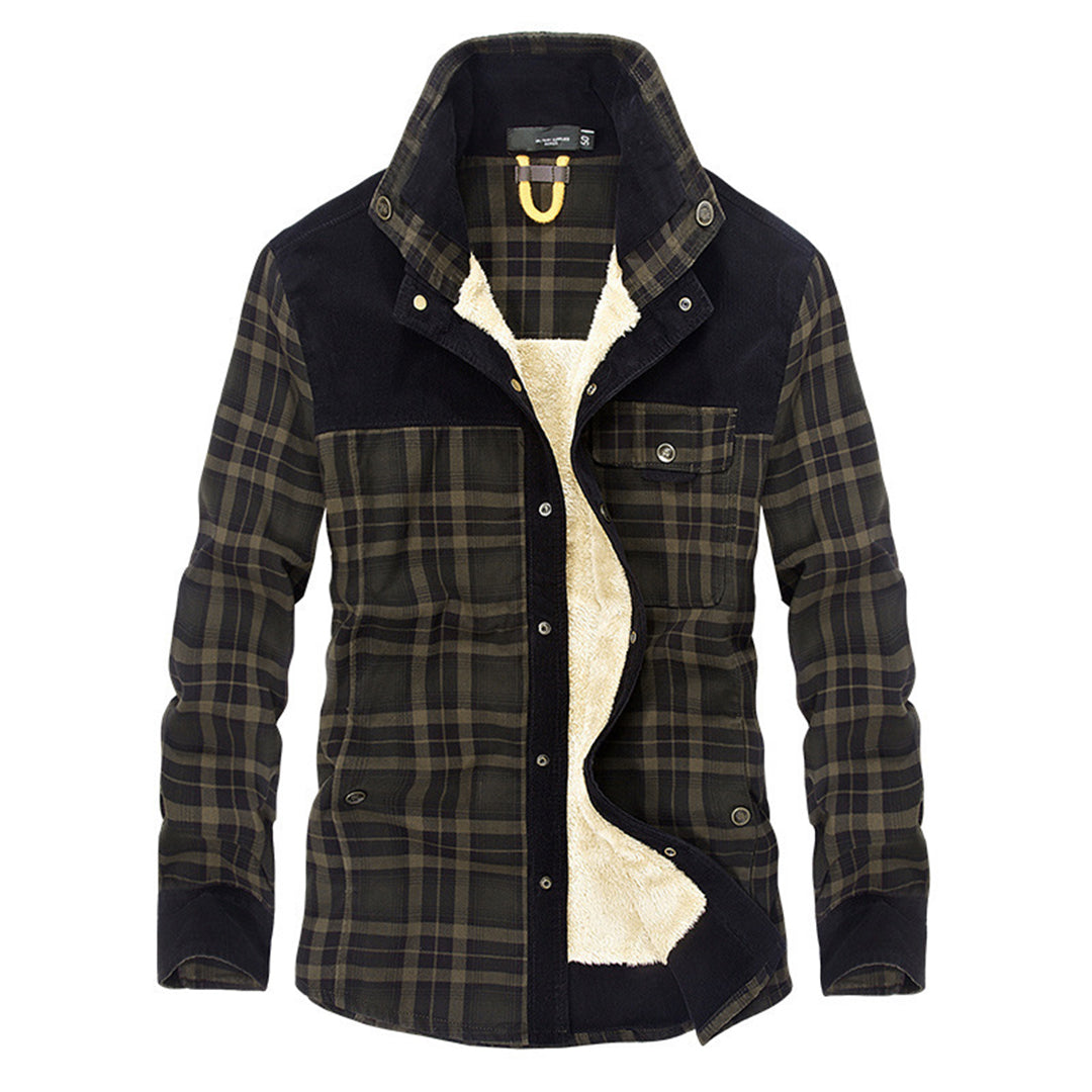 Holzfällerjacke | Karo | Fleece gefüttert | Holzfällermantel | Winterjacke für Herren-Dunkles Armeegrün-M-Chaps Herrenmode