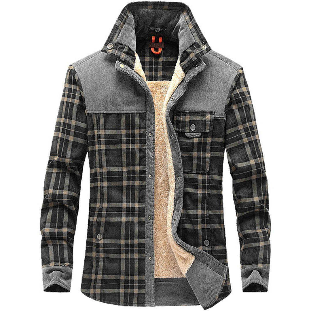 Holzfällerjacke | Karo | Fleece gefüttert | Holzfällermantel | Winterjacke für Herren-Helles Armeegrün-M-Chaps Herrenmode