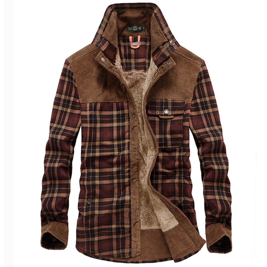 Holzfällerjacke | Karo | Fleece gefüttert | Holzfällermantel | Winterjacke für Herren-Kaffee-M-Chaps Herrenmode