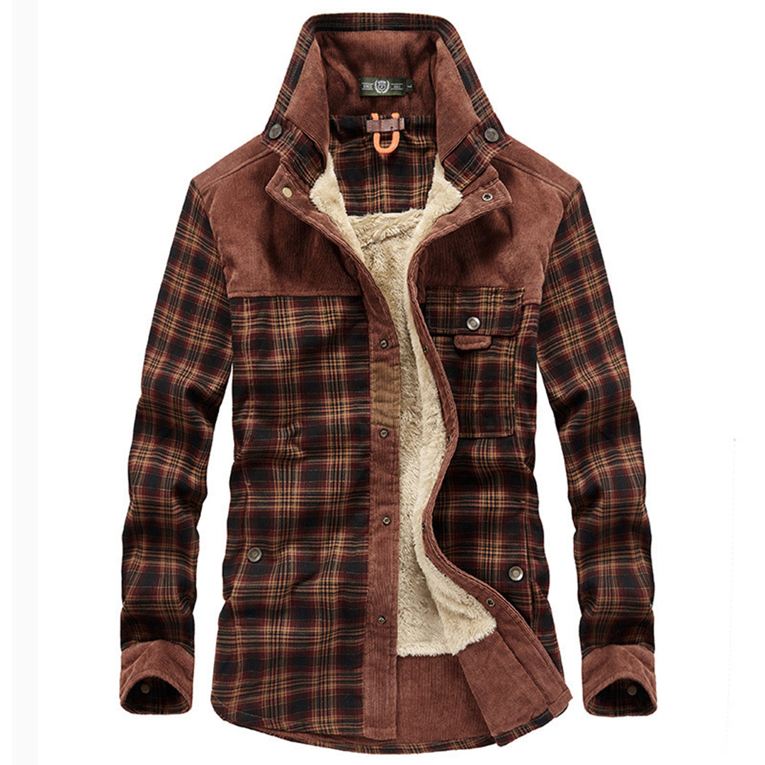 Holzfällerjacke | Karo | Fleece gefüttert | Holzfällermantel | Winterjacke für Herren-Roter Kaffee-M-Chaps Herrenmode