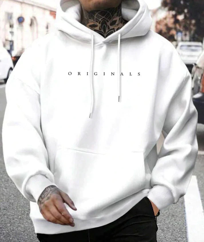 Hoodie - Gemütlicher Pullover Hoodie mit Tasche für Männer-Weiß-XS-Chaps Herrenmode