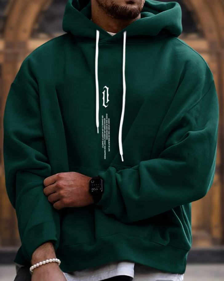 Hoodie - Gemütlicher Pullover mit Kordelzug und Tasche für Männer-Grün-XS-Chaps Herrenmode