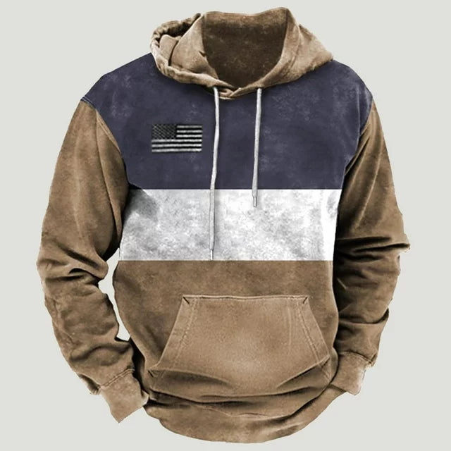 Hoodie | Kordelzug | Tasche | Pullover Hoodie | Herrenbekleidung-Khaki-XS-Chaps Herrenmode