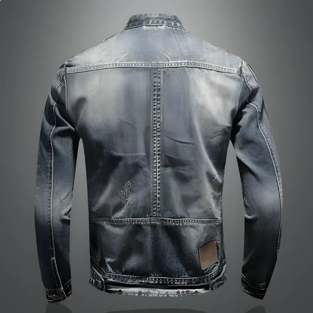Jeansjacke – Gewaschene, Schmal Geschnittene Jeansjacke mit Reißverschluss für Herren-Chaps Herrenmode