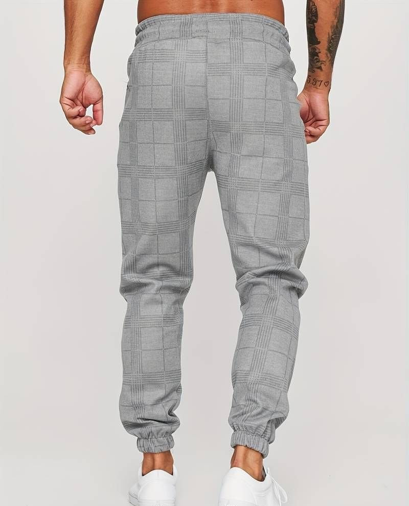 Jogger | Elastische Taille | Kordelzug | Karierte Hose | Herrenhose-Chaps Herrenmode