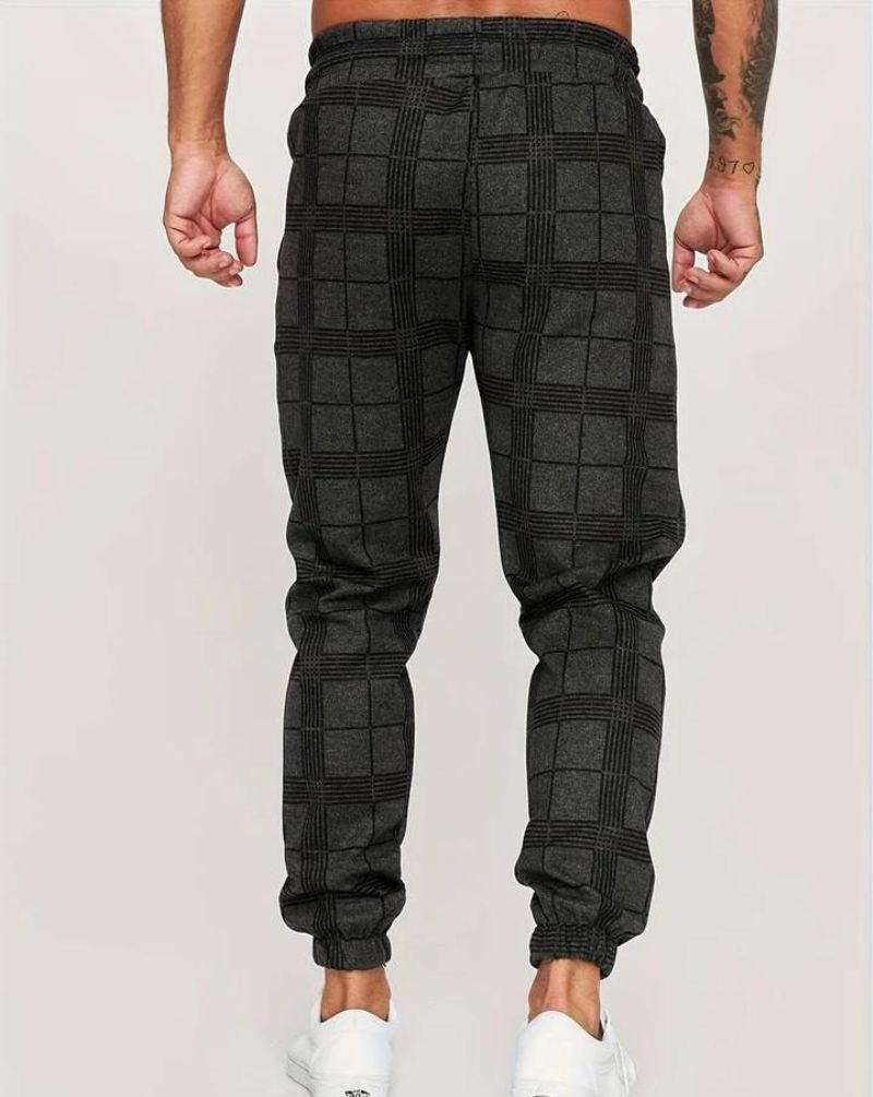 Jogger | Elastische Taille | Kordelzug | Karierte Hose | Herrenhose-Chaps Herrenmode
