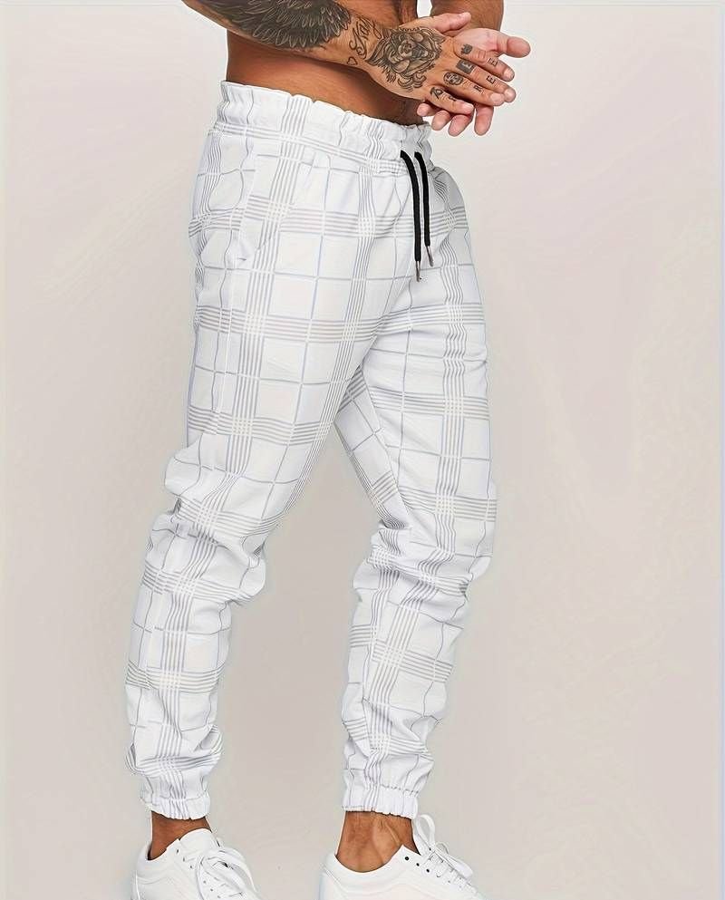 Jogger | Elastische Taille | Kordelzug | Karierte Hose | Herrenhose-Chaps Herrenmode