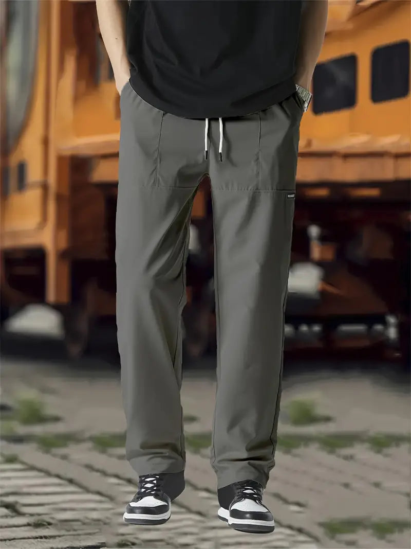 Jogginghose | Kordelzug | Freizeit | Gerade geschnittene Hose | Herrenhose-Grau-S-Chaps Herrenmode