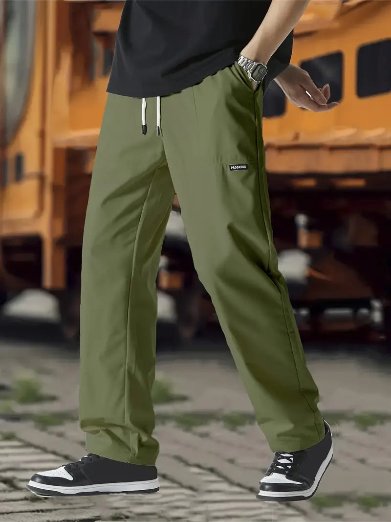 Jogginghose | Kordelzug | Freizeit | Gerade geschnittene Hose | Herrenhose-Grün-S-Chaps Herrenmode