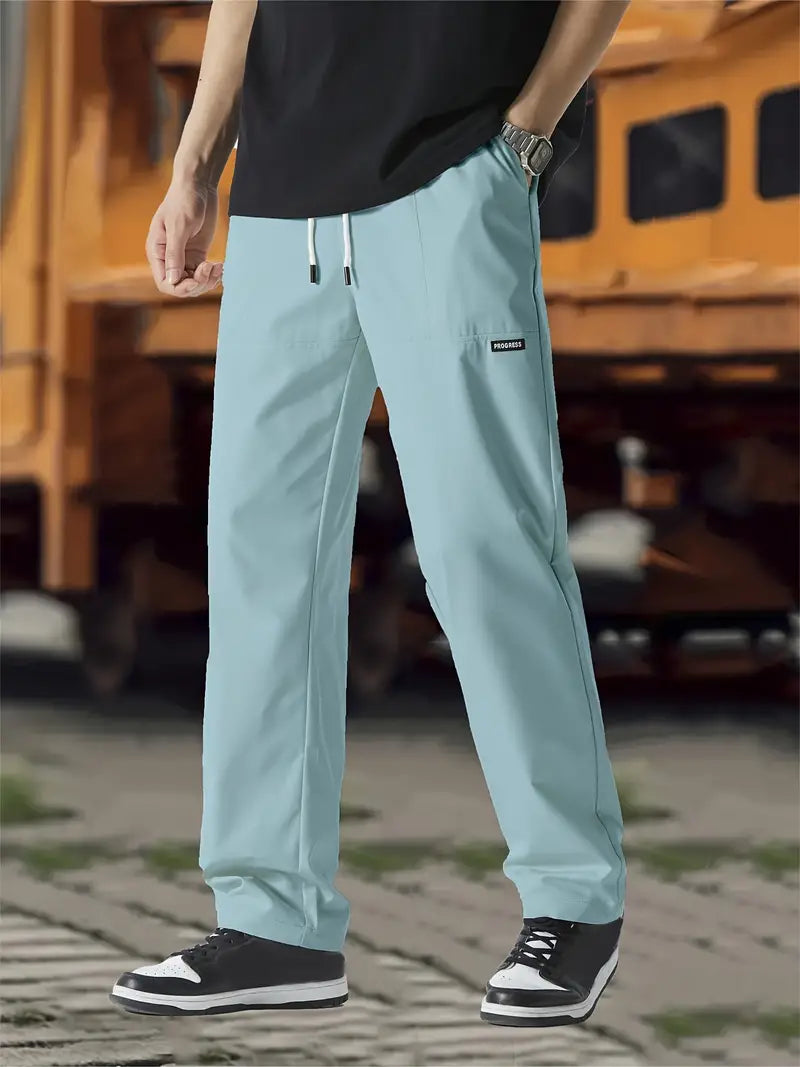 Jogginghose | Kordelzug | Freizeit | Gerade geschnittene Hose | Herrenhose-Hellblau-S-Chaps Herrenmode