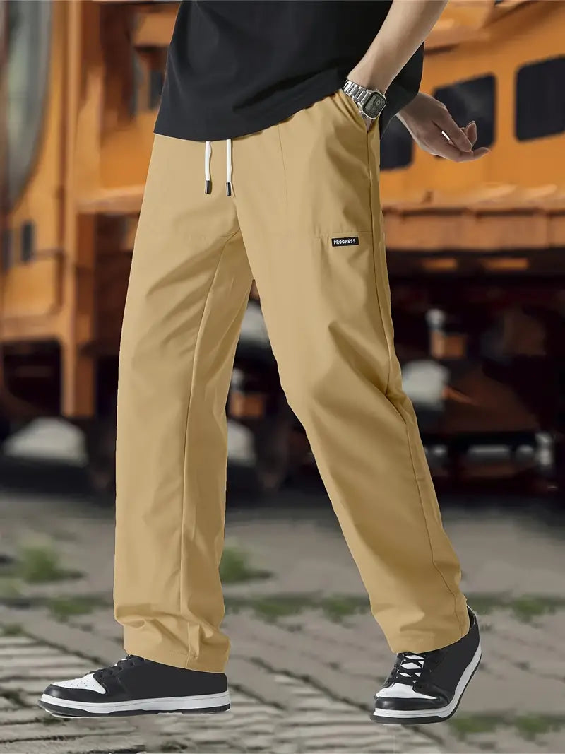 Jogginghose | Kordelzug | Freizeit | Gerade geschnittene Hose | Herrenhose-Khaki-S-Chaps Herrenmode