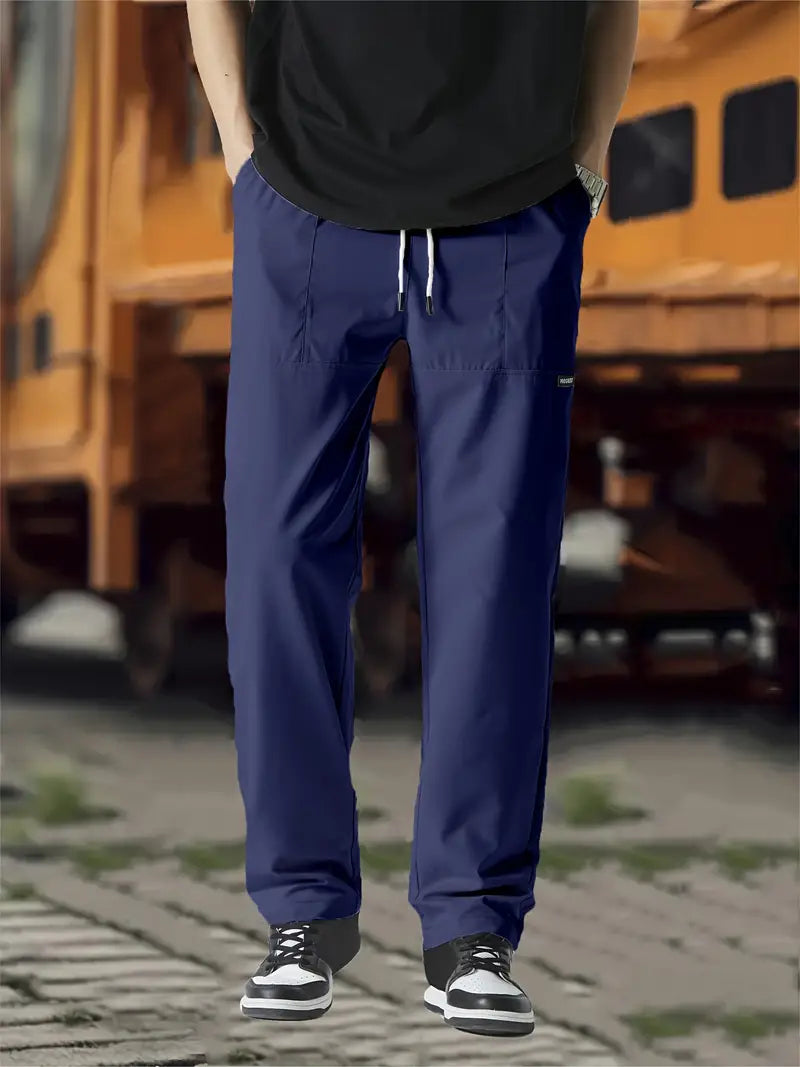 Jogginghose | Kordelzug | Freizeit | Gerade geschnittene Hose | Herrenhose-Marineblau-S-Chaps Herrenmode