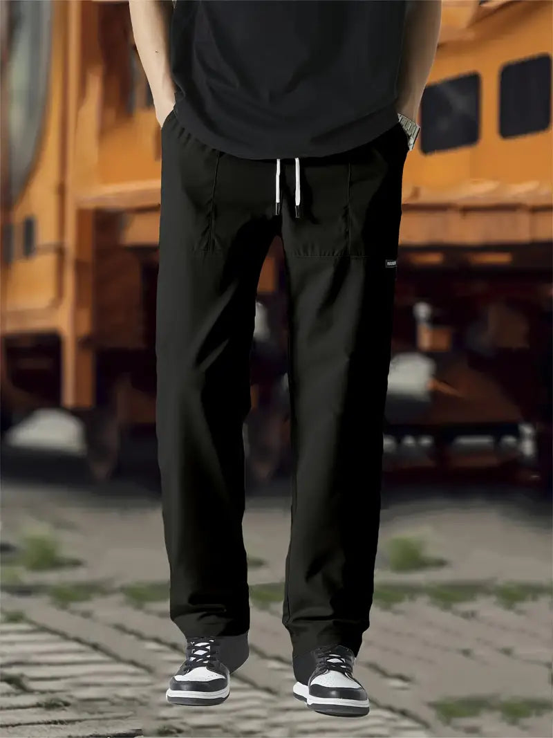 Jogginghose | Kordelzug | Freizeit | Gerade geschnittene Hose | Herrenhose-Schwarz-S-Chaps Herrenmode