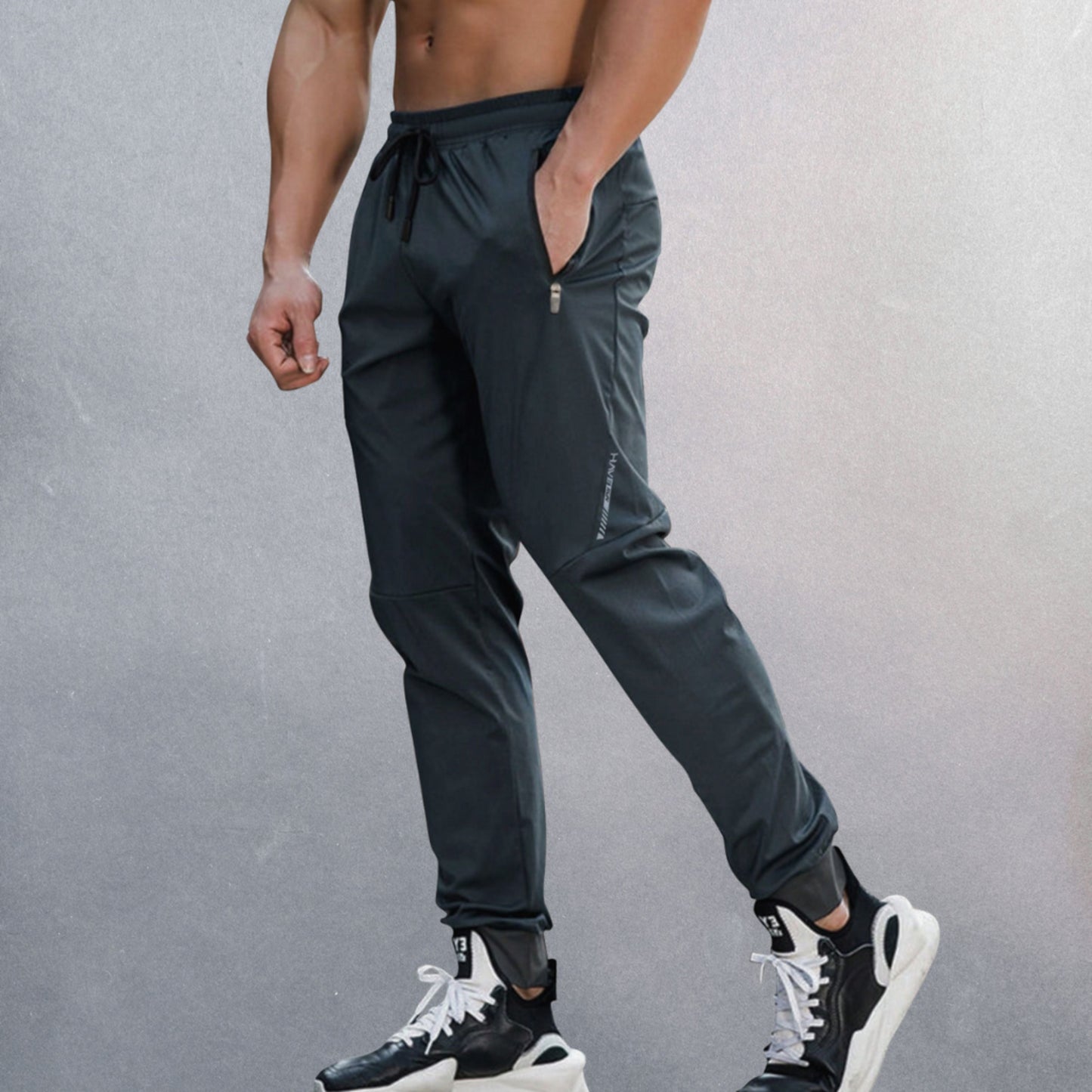 Jogginghose – Kordelzug – Leicht – Jogginghose – Activewear für Männer-Grau-S-Chaps Herrenmode