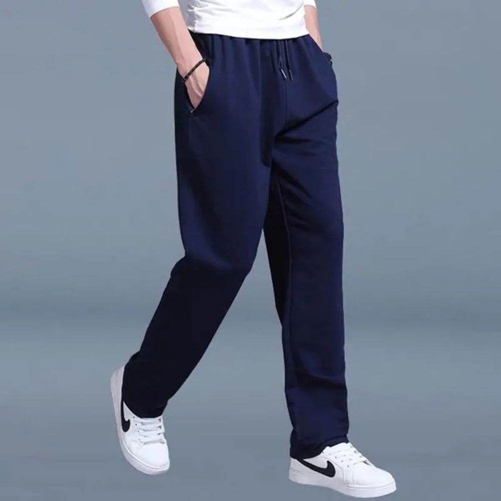 Jogginghose mit geradem Bein – Kordelzug – Freizeit – Sweathose – Herrenhose-Dunkelblau-M-Chaps Herrenmode
