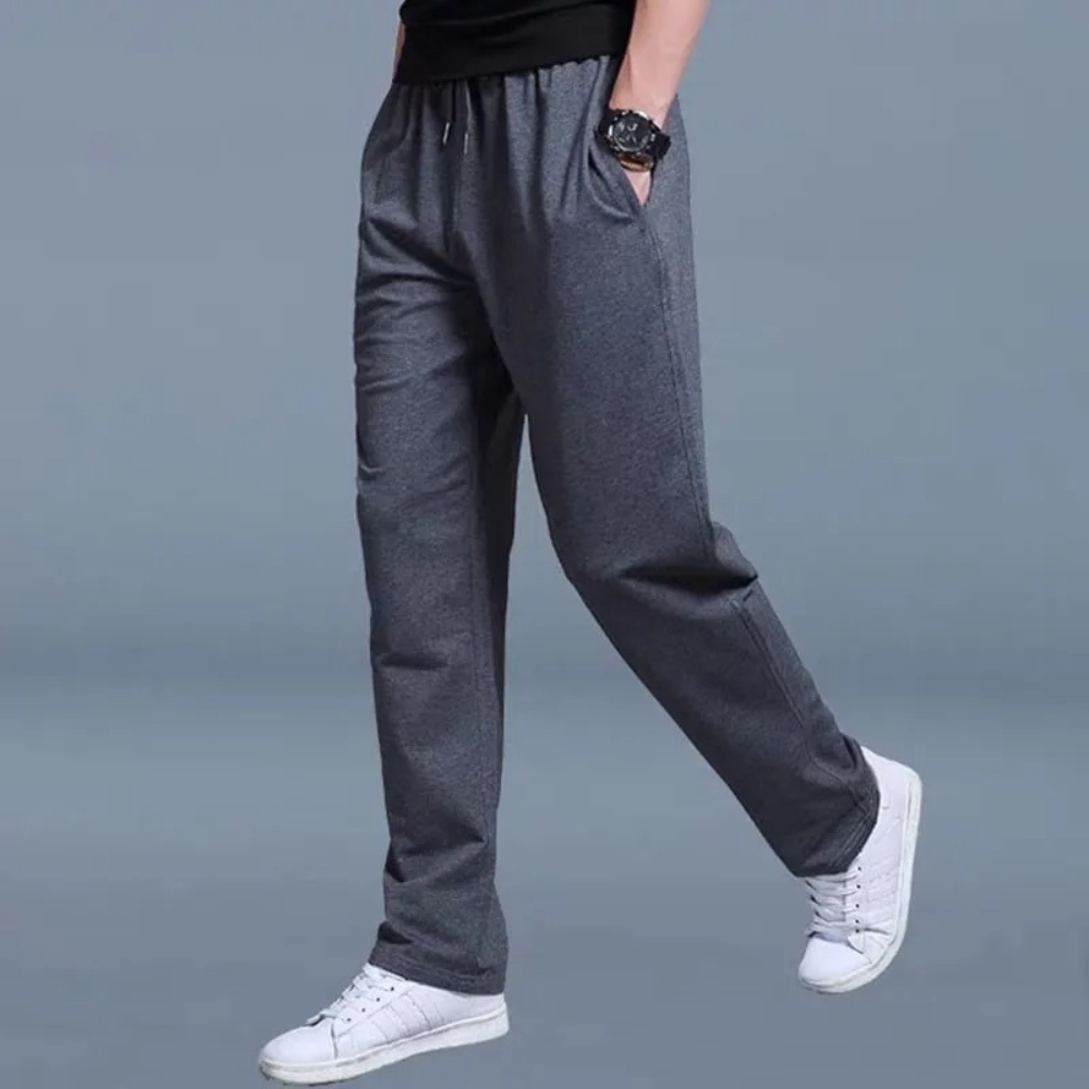 Jogginghose mit geradem Bein – Kordelzug – Freizeit – Sweathose – Herrenhose-Dunkelgrau-M-Chaps Herrenmode