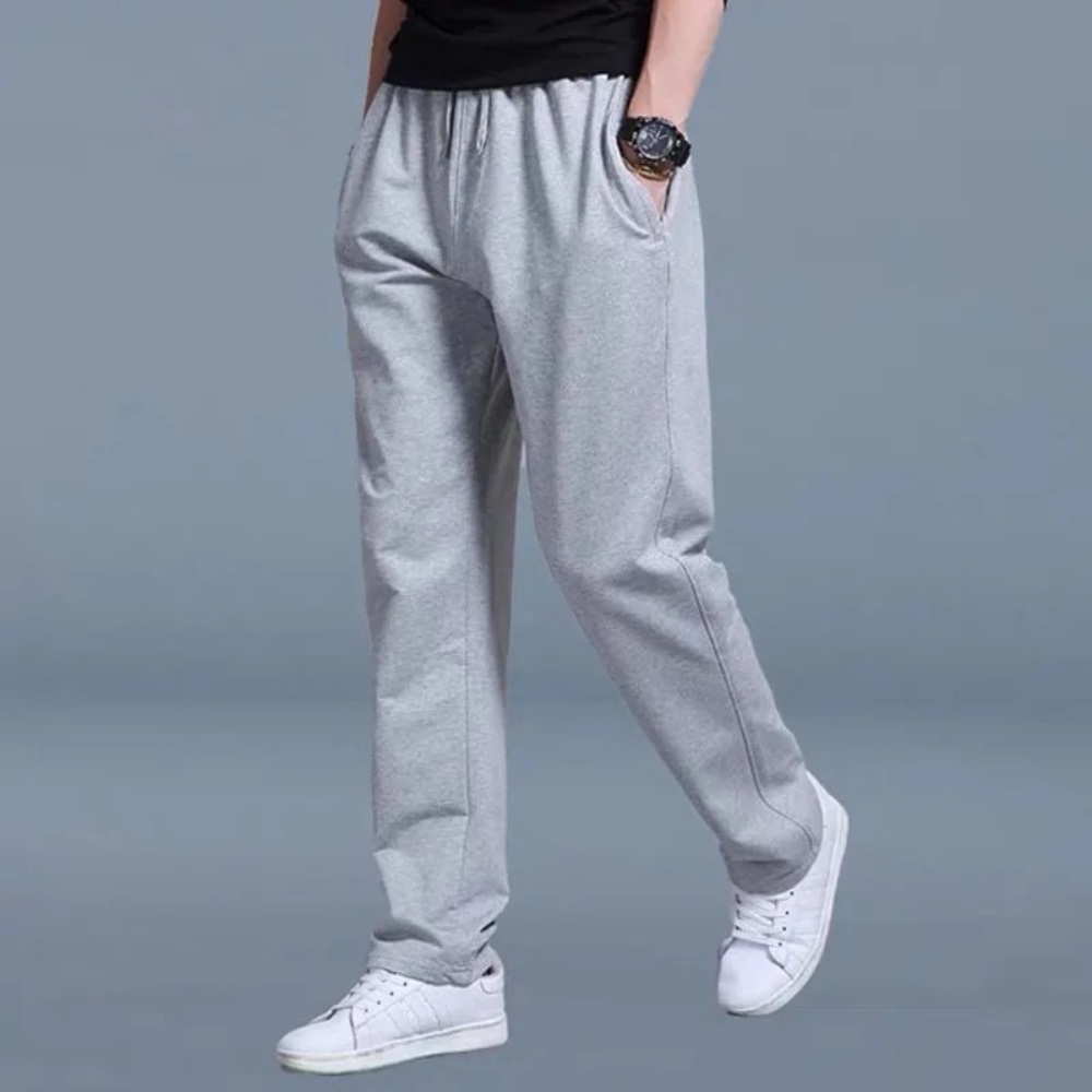 Jogginghose mit geradem Bein – Kordelzug – Freizeit – Sweathose – Herrenhose-Hellgrau-M-Chaps Herrenmode
