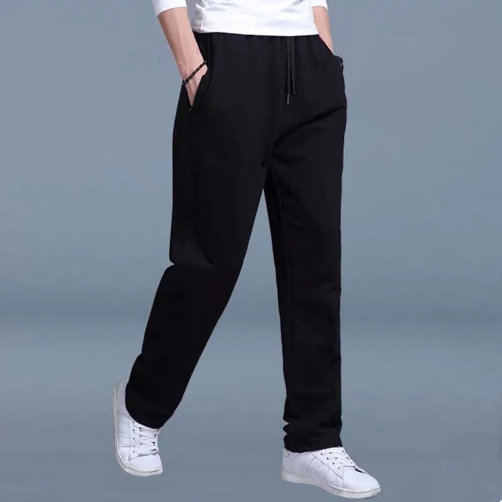 Jogginghose mit geradem Bein – Kordelzug – Freizeit – Sweathose – Herrenhose-Schwarz-M-Chaps Herrenmode