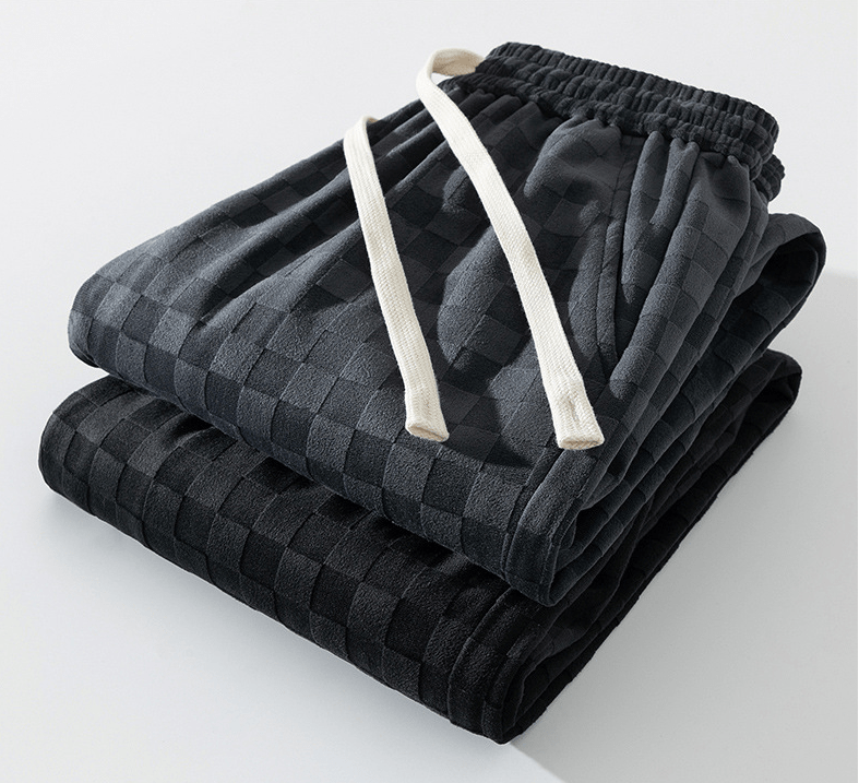 Jogginghosen mit weitem Bein | Elastischer Bund | Karomuster | Locker sitzende Hose | Jogginghosen für Herren-Chaps Herrenmode