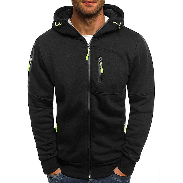 Kapuzenjacke mit Reißverschluss – Warm – Kapuzenjacke mit durchgehendem Reißverschluss – Kapuzenjacke für Herren-Schwarz-S-Chaps Herrenmode