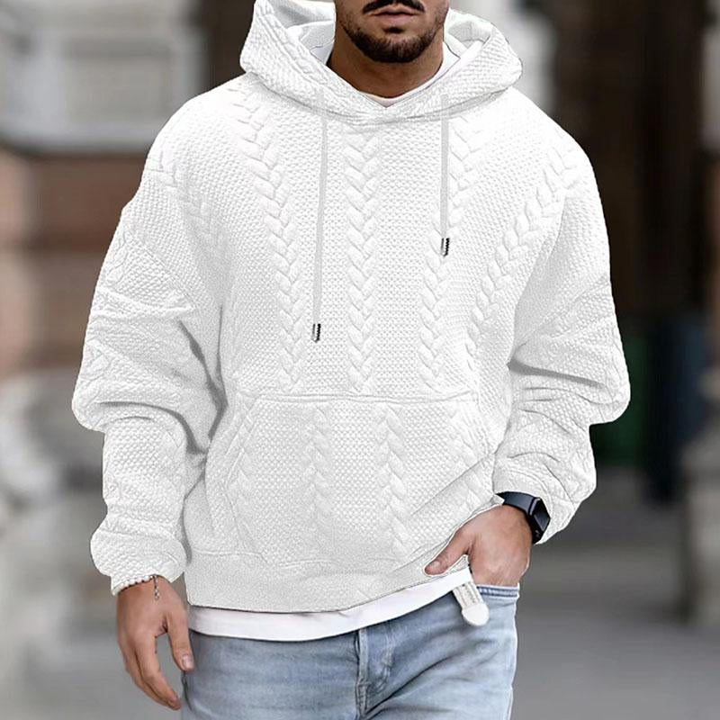 Kapuzenpullover – warmer, lässiger, grob gestrickter Herren-Kapuzenpullover-Weiß-S-Chaps Herrenmode
