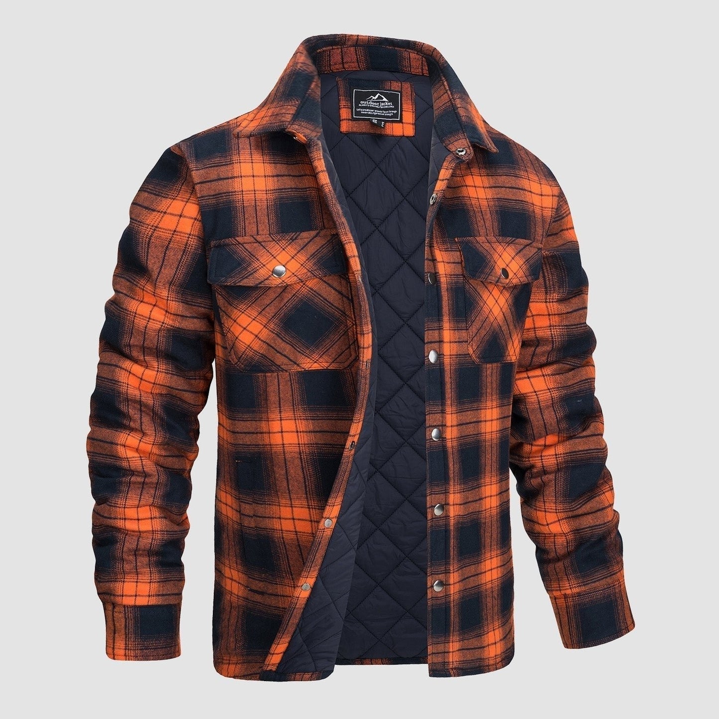 Karierte Jacke | Knopfleiste | Gestepptes Futter | Karierte Jacke | Herrenbekleidung-Rot-S-Chaps Herrenmode