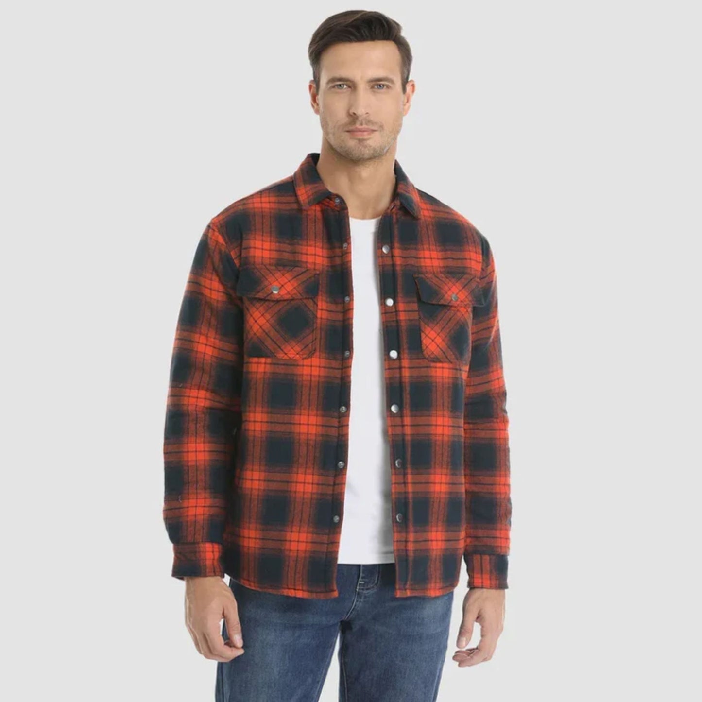 Karierte Jacke | Zugeknöpft | Hemdjacke | Steppjacke | Herrenflanelljacke-Chaps Herrenmode