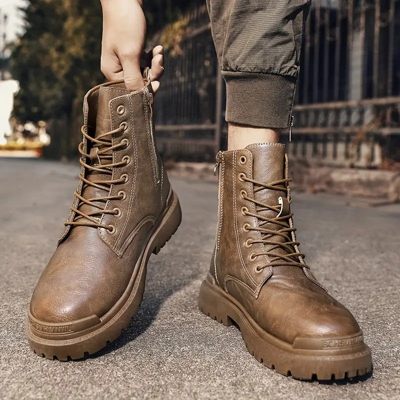 Karl Kampfstiefel | Schnürstiefel für Männer für den Winter-Erdgelb-38.5-Chaps Herrenmode
