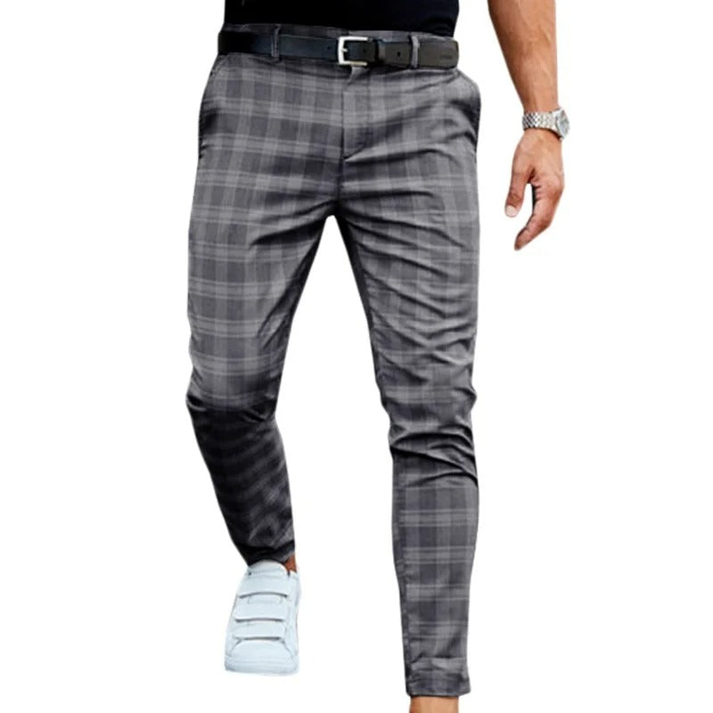 Karo-Hosen | Slim-Fit | Stretch | Herren Mode-Hosen | Herren-Hosen-Chaps Herrenmode