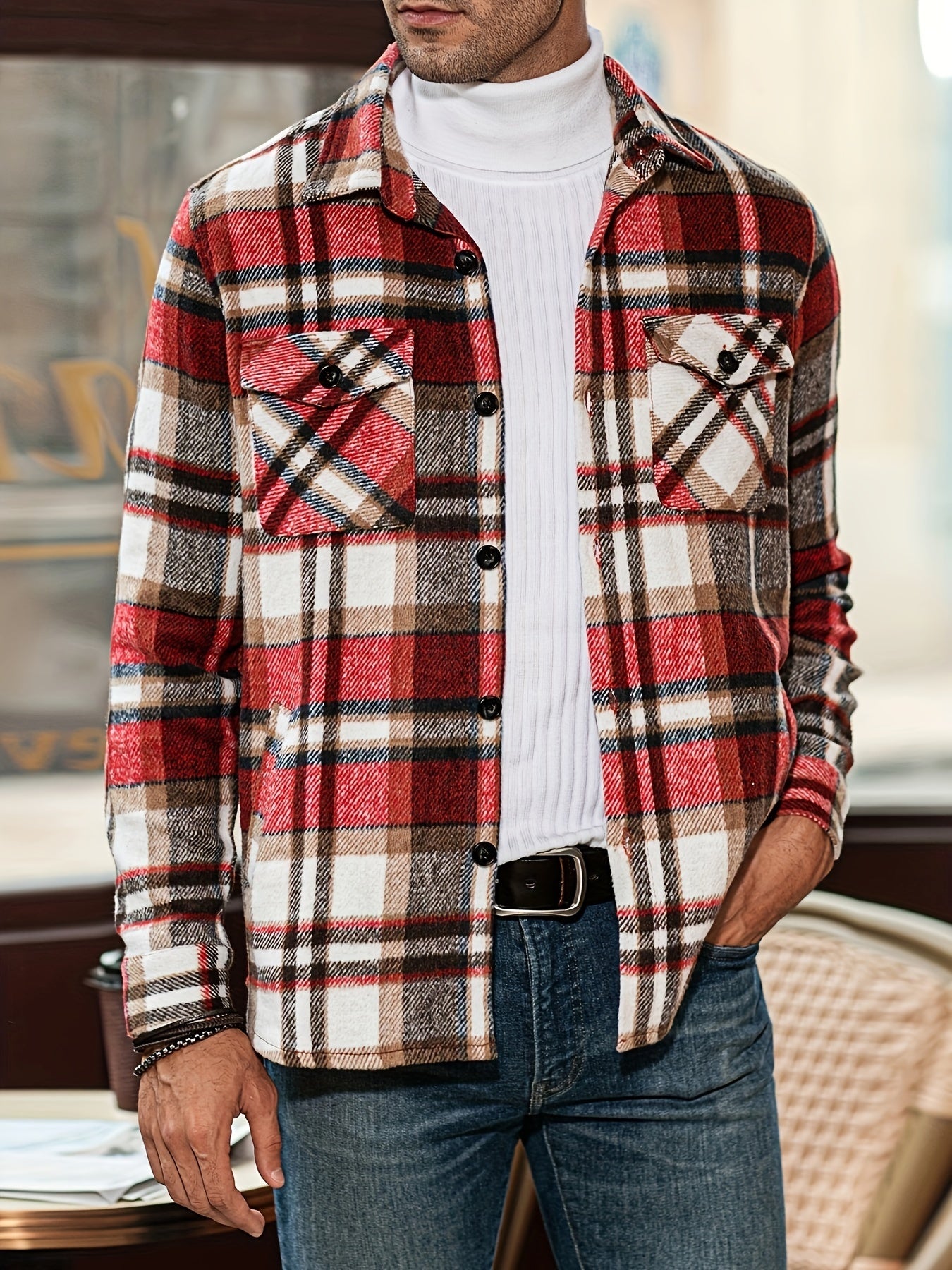 Karohemd | Langarm | Herrenoberhemd | Herrenkleidung-Dunkelrot-S-Chaps Herrenmode