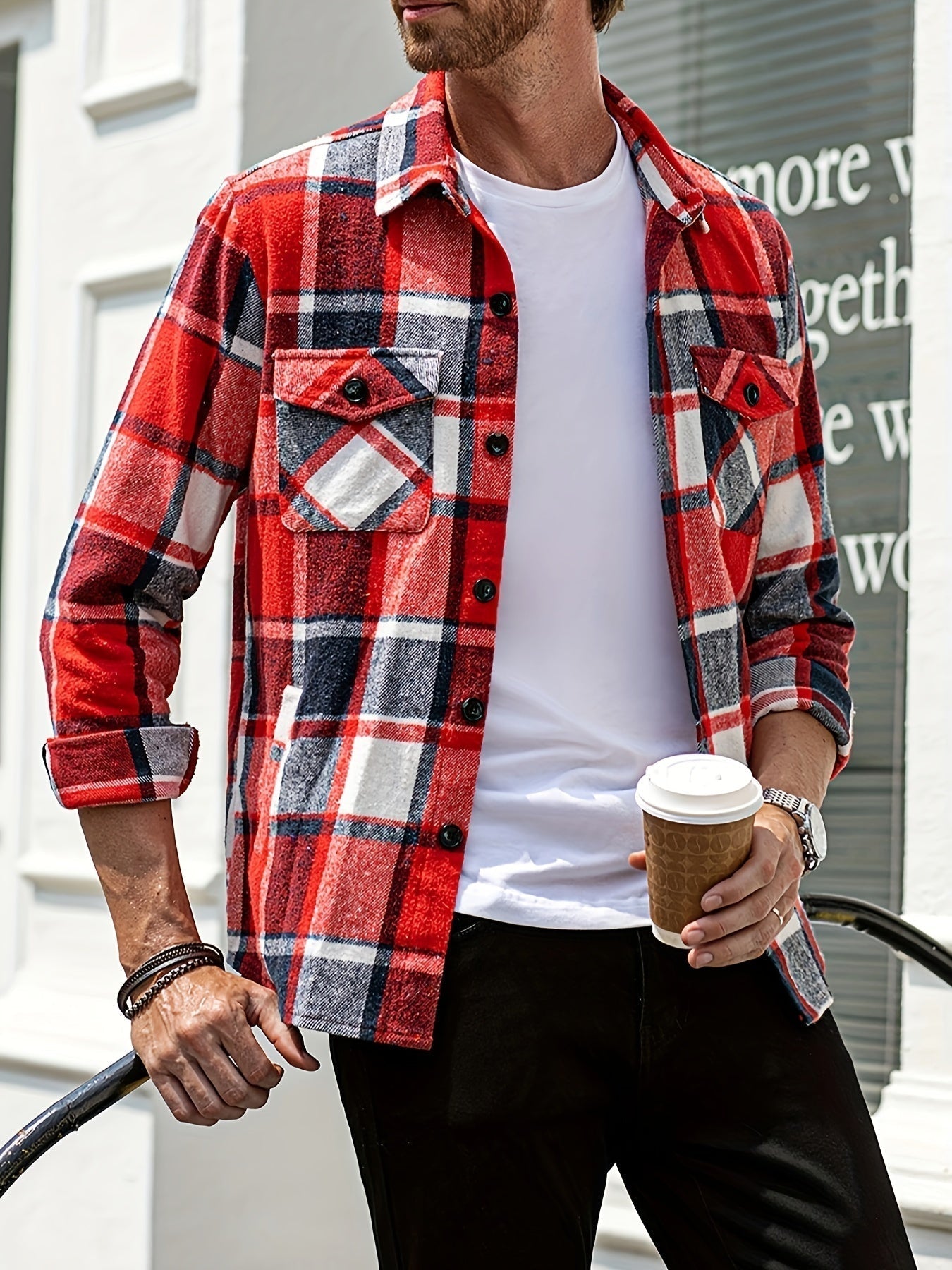 Karohemd | Langarm | Herrenoberhemd | Herrenkleidung-Rot-S-Chaps Herrenmode