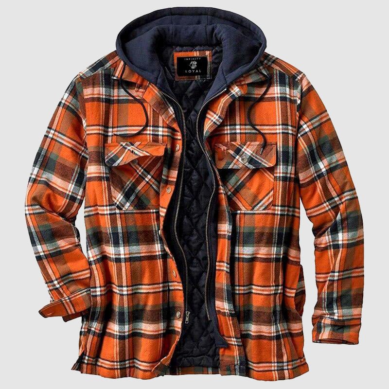 Karojacke – gesteppte Herren-Herbstjacke mit Kapuze-Chaps Herrenmode