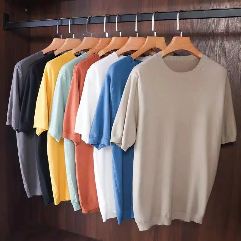 Kaschmir-T-Shirt | Kurzarm | Strick | Herrenbekleidung-Chaps Herrenmode