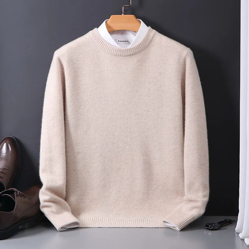 Kaschmirpullover | Strick | Rundhalsausschnitt | Pullover | Herrenbekleidung-Beige-XS-Chaps Herrenmode
