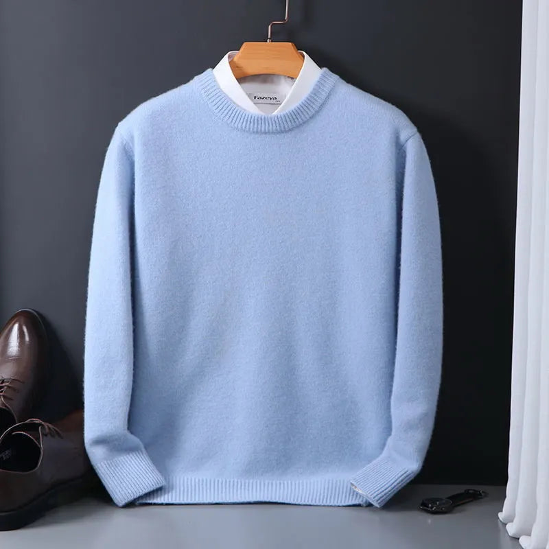 Kaschmirpullover | Strick | Rundhalsausschnitt | Pullover | Herrenbekleidung-Hellblau-XS-Chaps Herrenmode