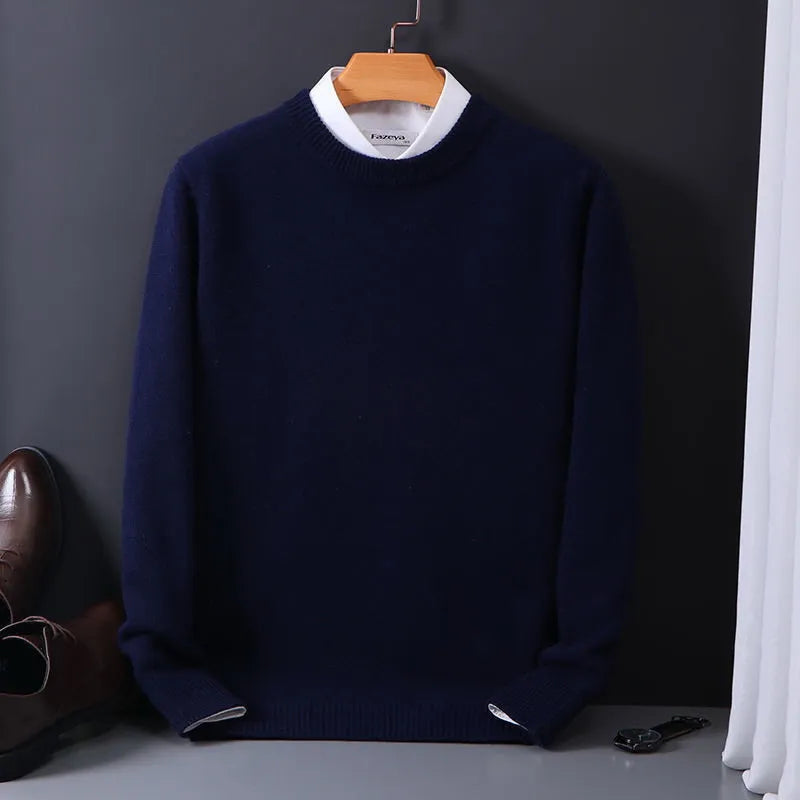 Kaschmirpullover | Strick | Rundhalsausschnitt | Pullover | Herrenbekleidung-Navy blau-XS-Chaps Herrenmode