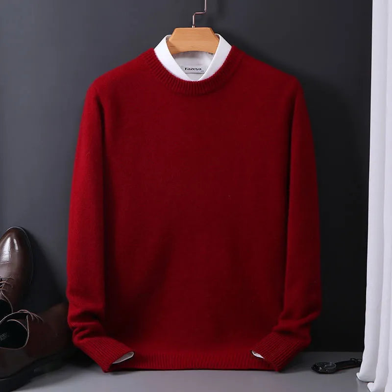 Kaschmirpullover | Strick | Rundhalsausschnitt | Pullover | Herrenbekleidung-Rot-XS-Chaps Herrenmode