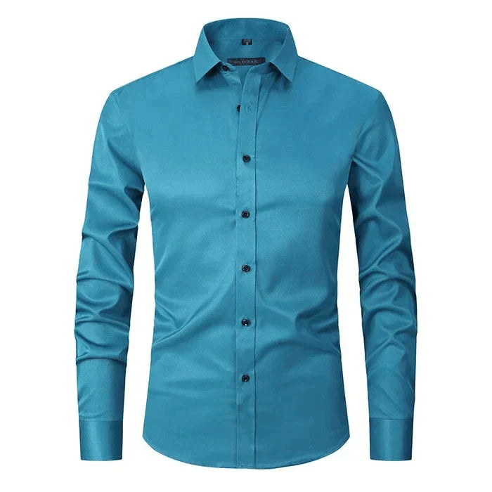 Kleid Hemd | Knitterfrei | Stretch | Knopfleiste Hemd | Herrenhemden-Grün hellWeiß-XS-Chaps Herrenmode