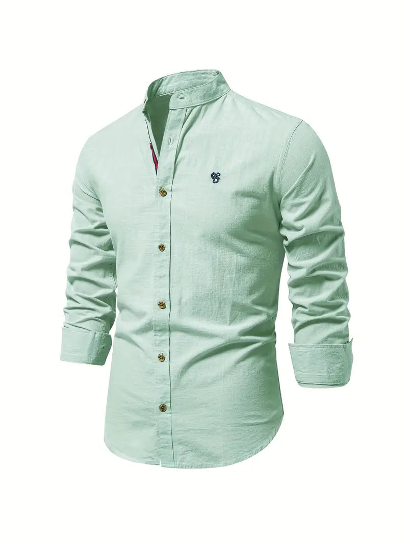 Knopfleiste | Schmaler Schnitt | Leicht | Langarmhemd | Herrenhemd-Hellgrün-XS-Chaps Herrenmode