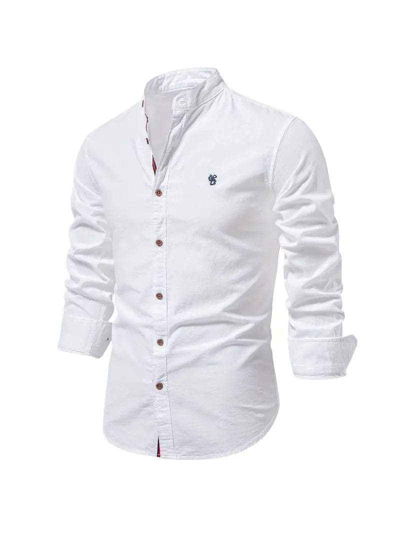Knopfleiste | Schmaler Schnitt | Leicht | Langarmhemd | Herrenhemd-Weiß-XS-Chaps Herrenmode