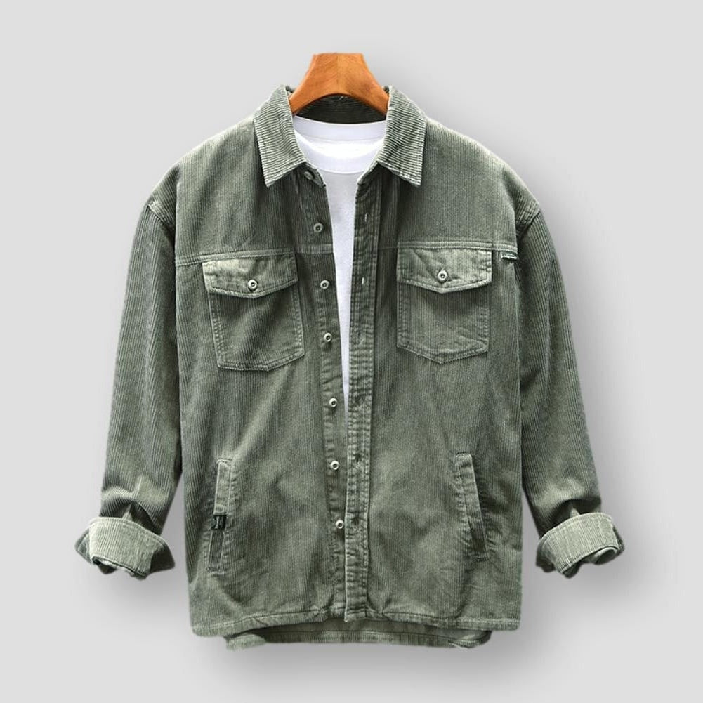 Kordhemd | Freizeithemd | Oberhemd | Hemden mit Knöpfen | Herrenbekleidung-Grün-M-Chaps Herrenmode