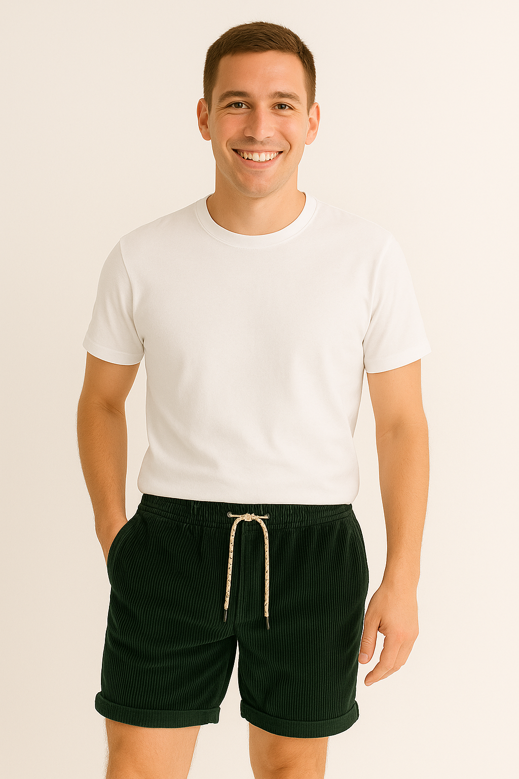 Kordshorts – Elastischer Bund – Locker sitzend – Sommershorts – Herren-Kordshorts-Chaps Herrenmode
