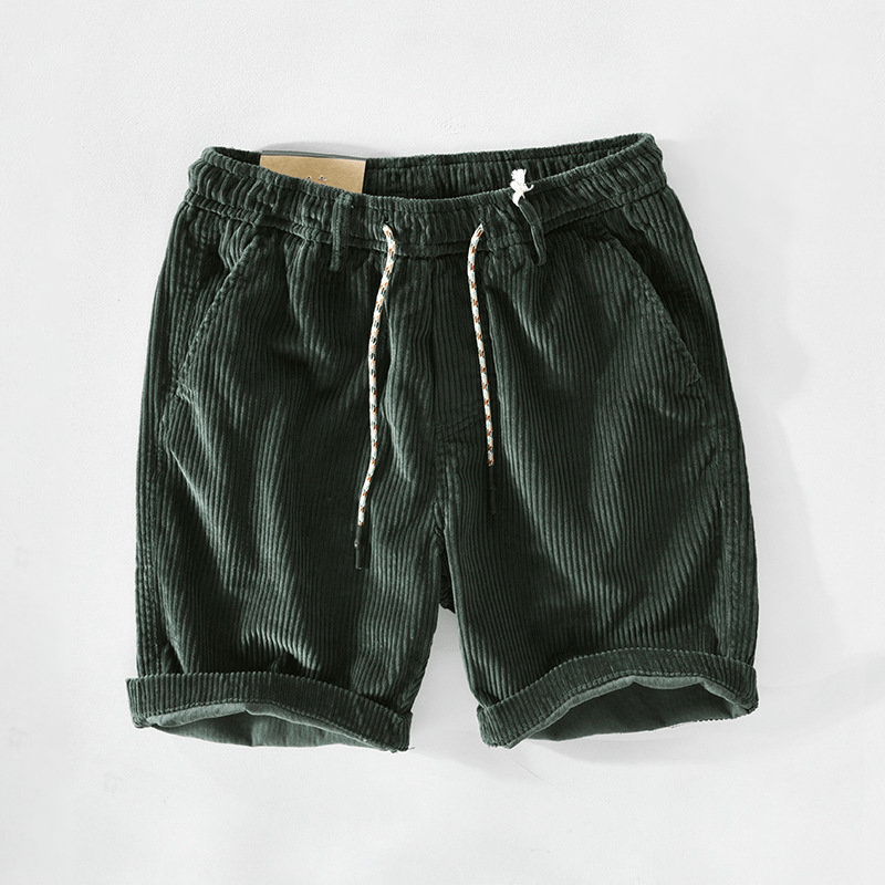 Kordshorts – Elastischer Bund – Locker sitzend – Sommershorts – Herren-Kordshorts-Grün-S-Chaps Herrenmode