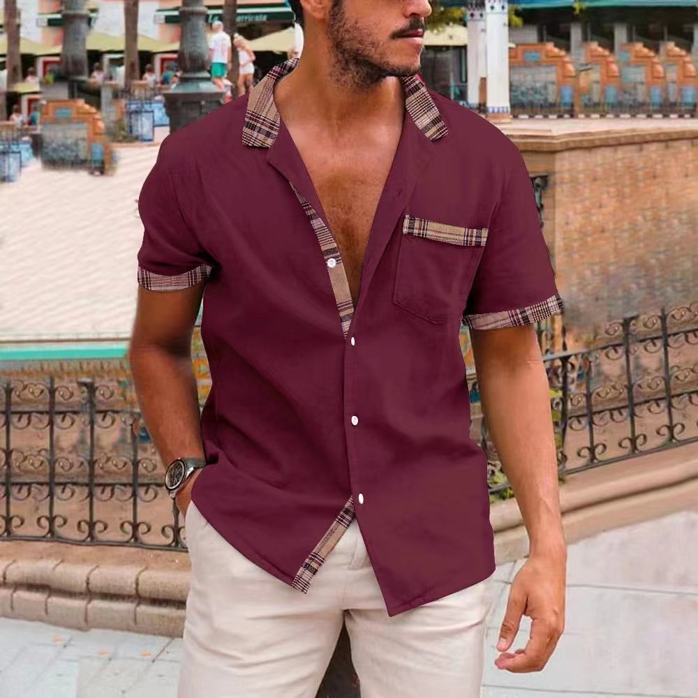 Kurzarmhemd | Freizeithemd | Polohemd | Herrenhemd-Rot-S-Chaps Herrenmode