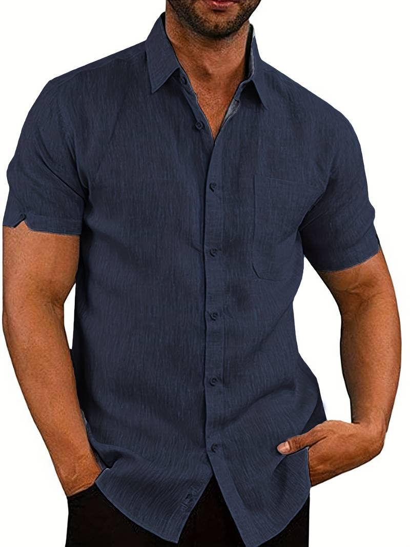 Kurzarmhemd – Leichtes Herrenhemd mit Kragen und Knöpfen-Chaps Herrenmode